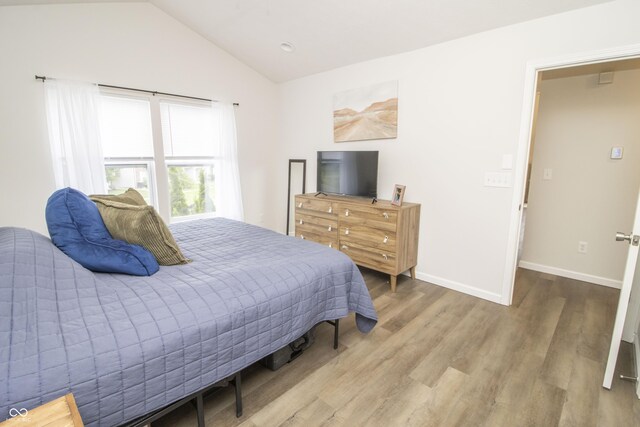 12145 Bubbling Brook Dr Unit 600, Fishers, IN 46038 - bedroom with wood finished floors, lofted ceiling, and baseboards