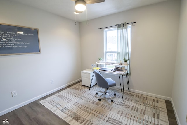 12145 Bubbling Brook Dr Unit 600, Fishers, IN 46038 - office space with a ceiling fan, baseboards, and wood finished floors