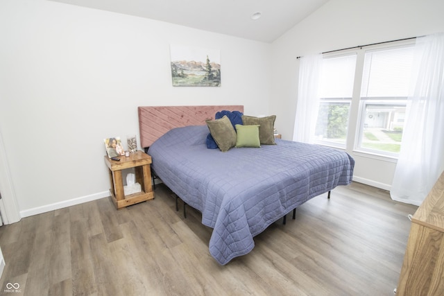 12145 Bubbling Brook Dr Unit 600, Fishers, IN 46038 - bedroom with lofted ceiling, wood finished floors, and baseboards