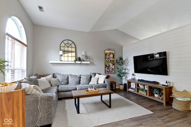 12612 Clearview Ln, Indianapolis, IN 46236 - living room featuring lofted ceiling and wood finished floors
