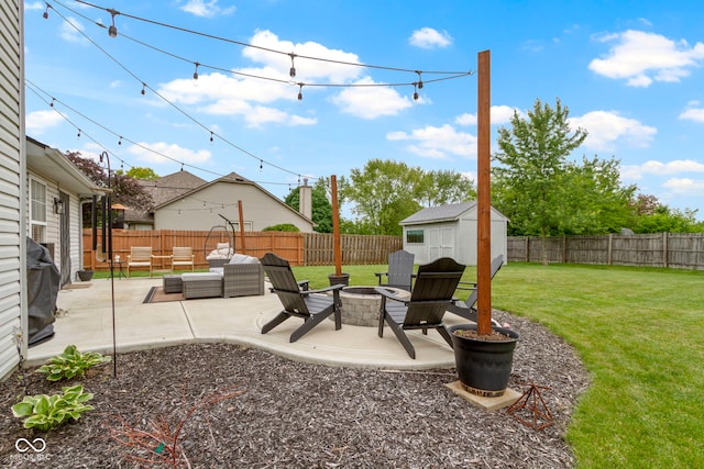 12612 Clearview Ln, Indianapolis, IN 46236 - view of yard with a patio and an outdoor living space with a fire pit