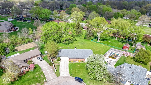 drone / aerial view with a residential view