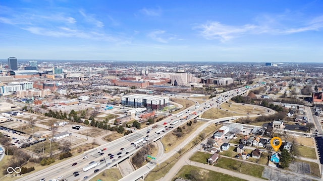 aerial view with a city view