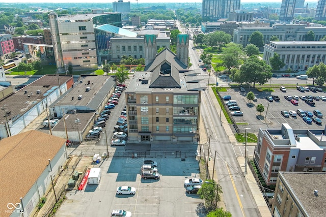 drone / aerial view featuring a city view