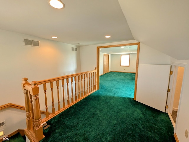 bonus room featuring recessed lighting, visible vents, carpet floors, and baseboards