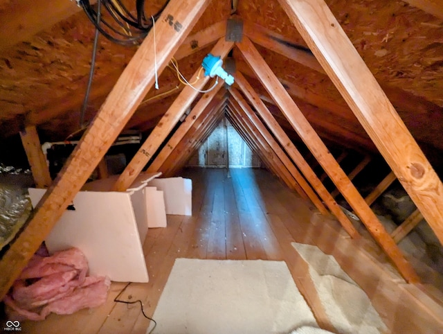 view of unfinished attic