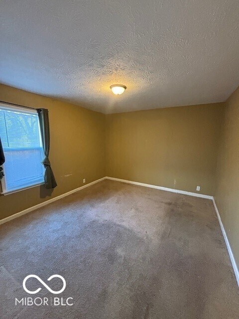 3302 E 42nd St, Indianapolis, IN 46205 - carpeted empty room with baseboards and a textured ceiling