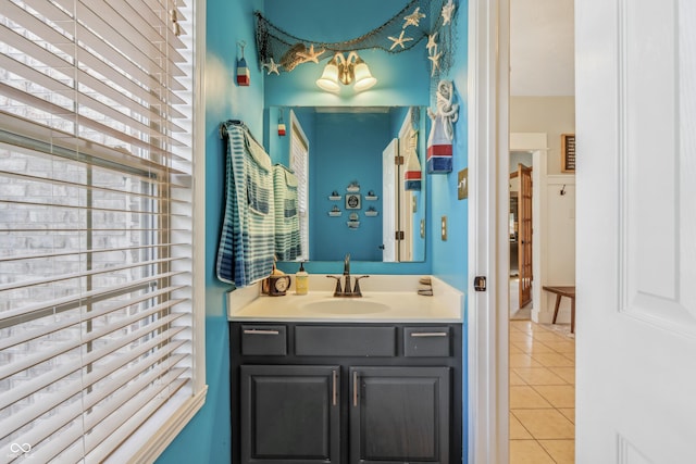 bathroom with vanity and tile patterned floors