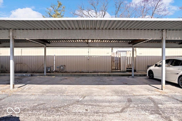 view of covered parking lot