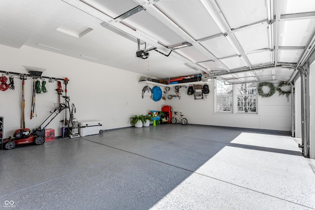 garage with a garage door opener