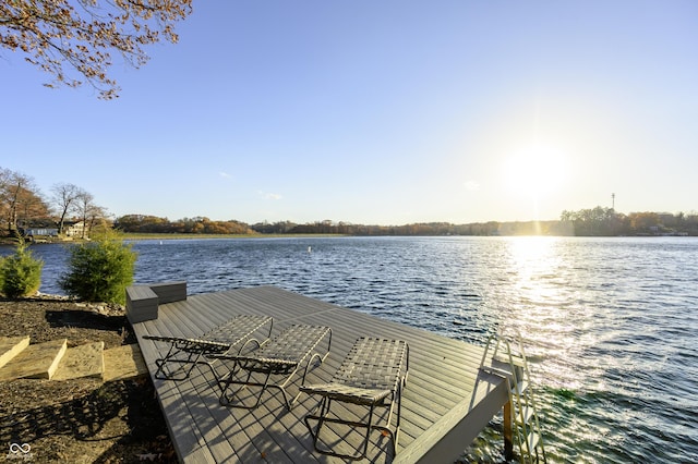 dock area featuring a water view