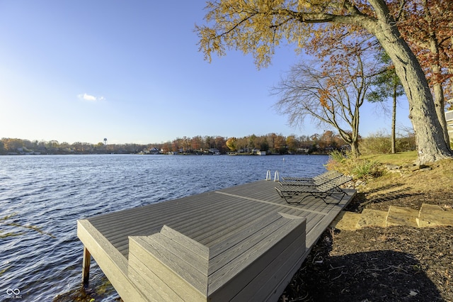 dock area featuring a water view