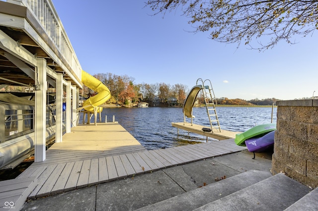 dock area with a water view