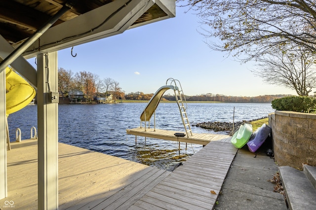 view of dock featuring a water view