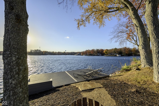 dock area featuring a water view