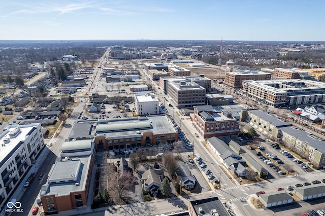 birds eye view of property with a city view