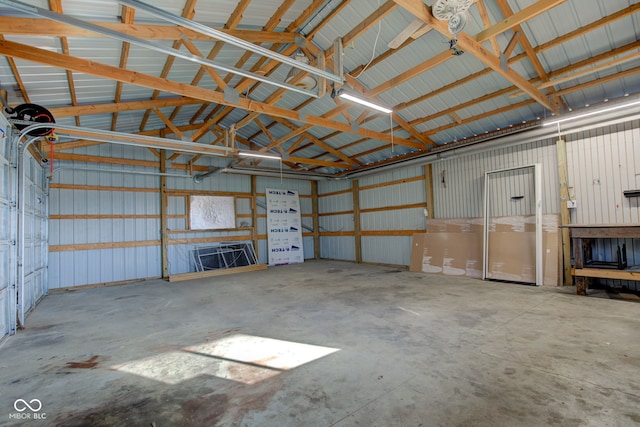 garage featuring metal wall