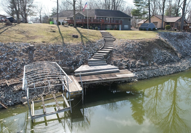 view of dock featuring a water view