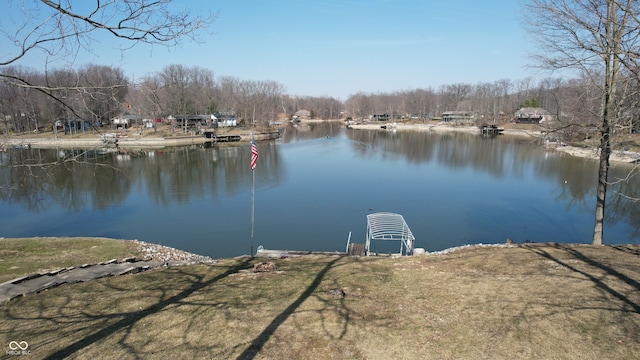 view of dock featuring a water view