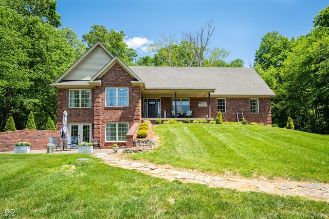 128 Walts Rd, Georgetown, IN 47122 - view of front of property with a front yard, french doors, and brick siding