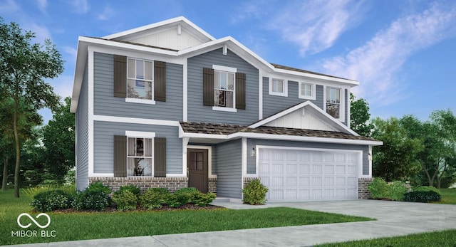 craftsman house featuring concrete driveway, an attached garage, and brick siding