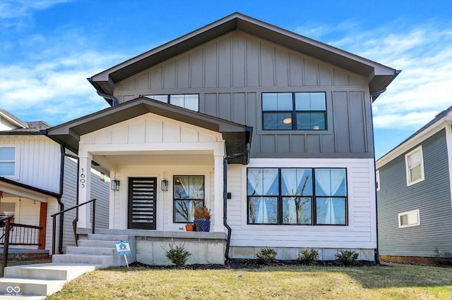 view of front of property with covered porch and board and batten siding