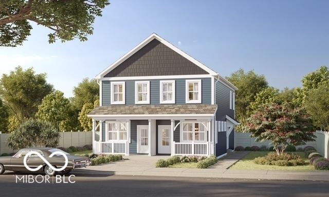 view of front of property with a porch and fence