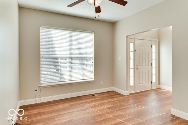 entrance foyer featuring a healthy amount of sunlight, baseboards, and wood finished floors