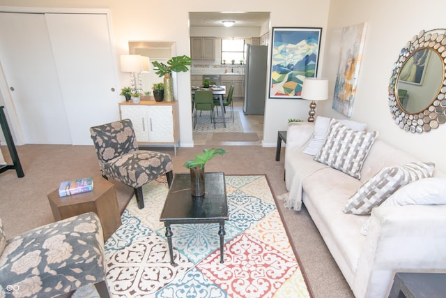 living room featuring carpet floors