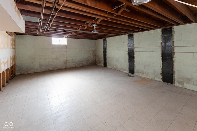 basement featuring tile patterned floors