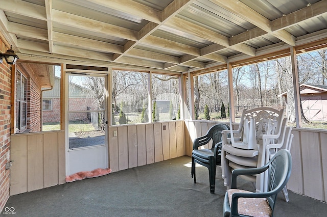 sunroom / solarium with coffered ceiling