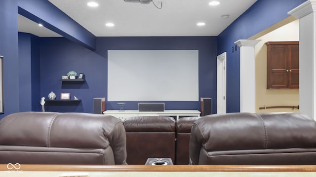 cinema room featuring recessed lighting