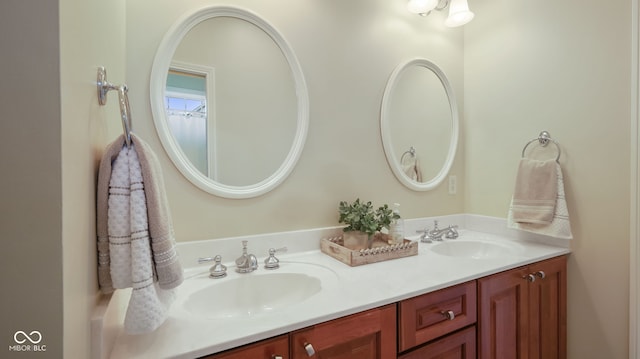 bathroom with double vanity and a sink