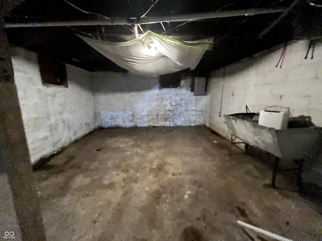 unfinished basement with electric panel