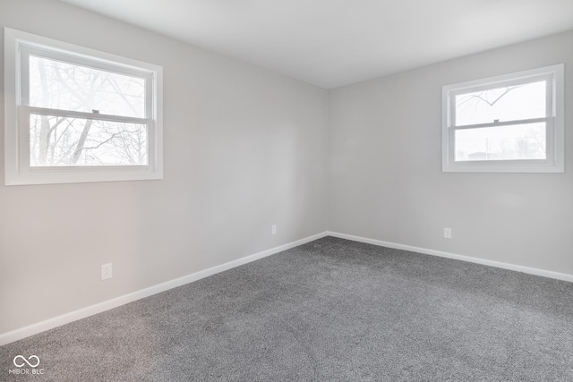 unfurnished room with baseboards and carpet floors