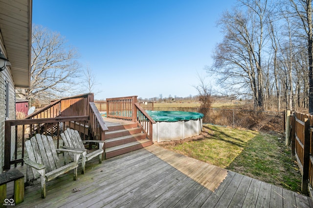 deck with a fenced in pool and a fenced backyard