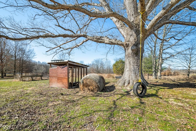 view of yard with an outdoor structure