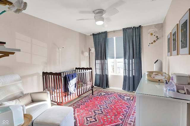 bedroom featuring ceiling fan