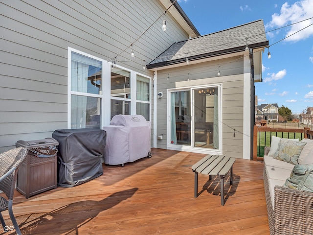 deck featuring grilling area