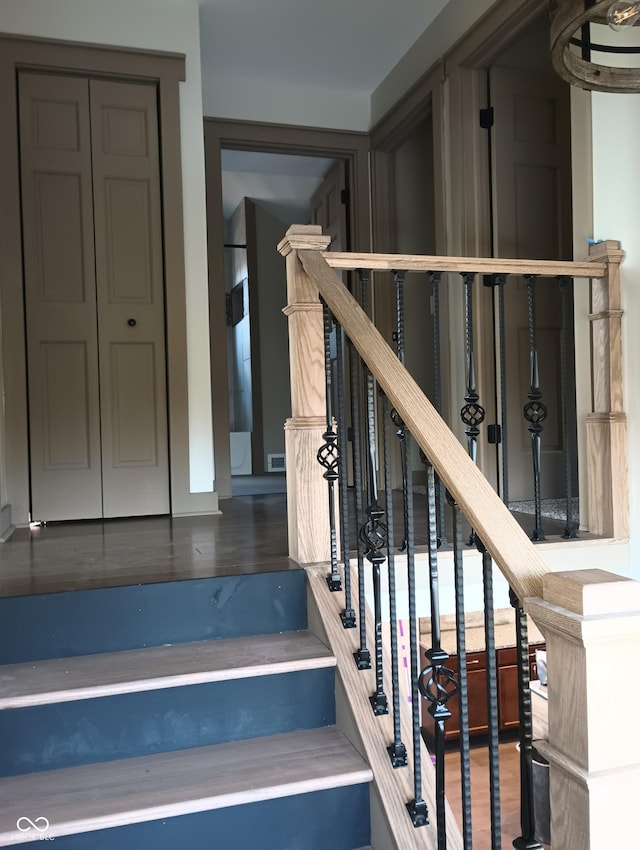 5603 S Randolph St, Indianapolis, IN 46227 - stairway with wood finished floors