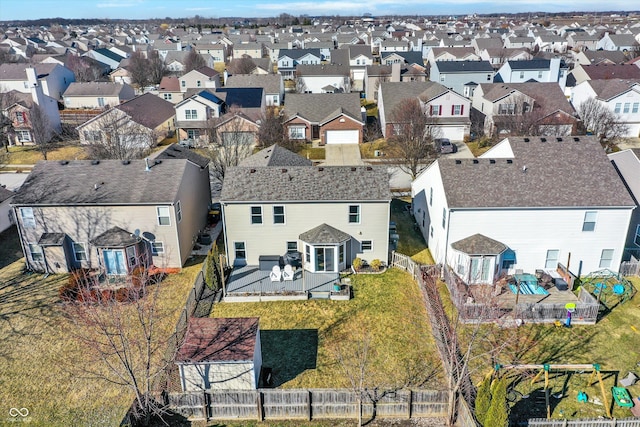 drone / aerial view with a residential view