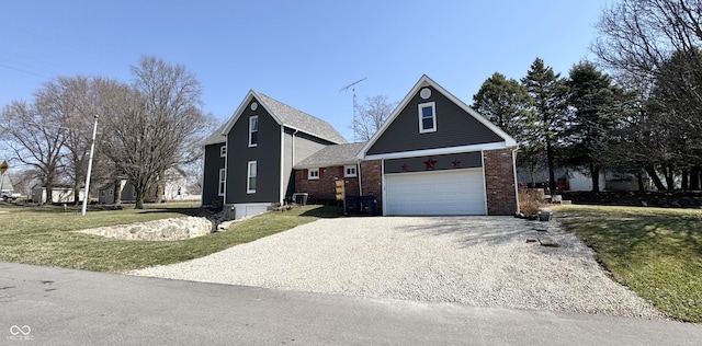 5395 W State Road 38, New Castle, IN 47362 - view of front of house with brick siding, gravel driveway, and a front lawn