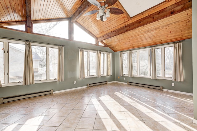 spare room featuring light tile patterned floors and a baseboard radiator