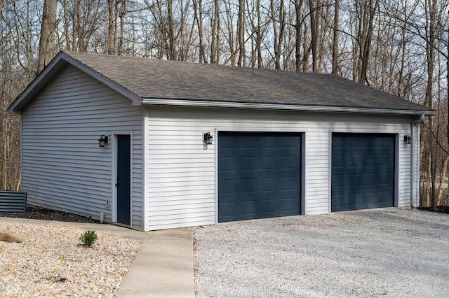 view of detached garage