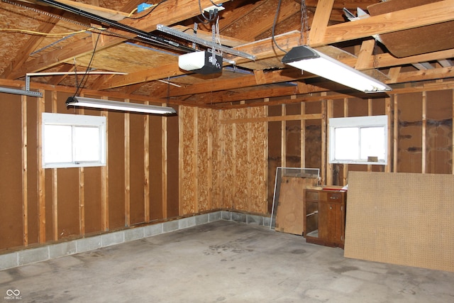 garage with a garage door opener