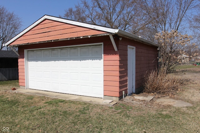 view of detached garage