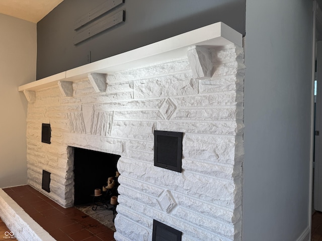 interior details with visible vents and a fireplace