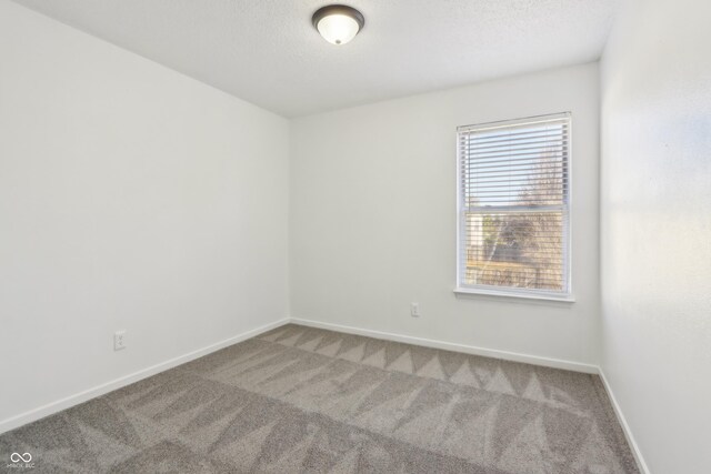 carpeted spare room featuring baseboards and a textured ceiling