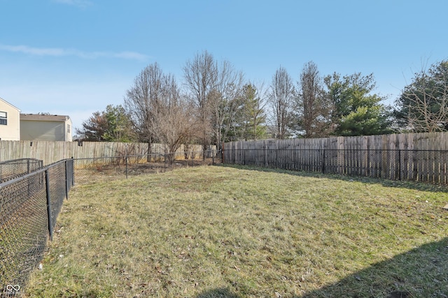 view of yard featuring a fenced backyard
