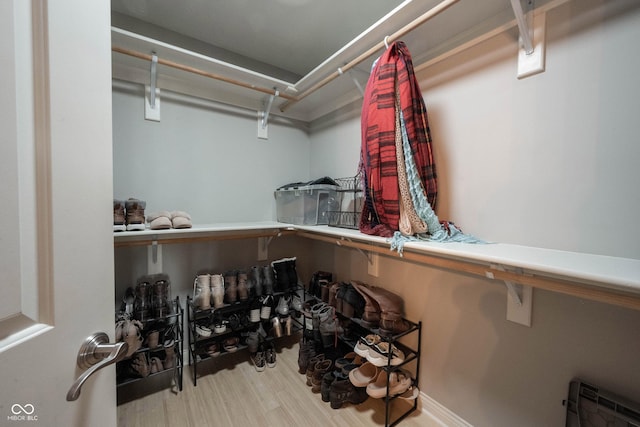 spacious closet with wood finished floors